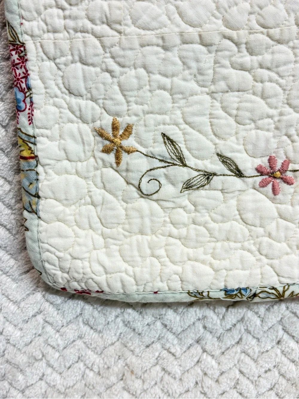 VTG Nostalgia Home Fashions Quilted Pillow Shams Set of 2 Floral Fan 21x27